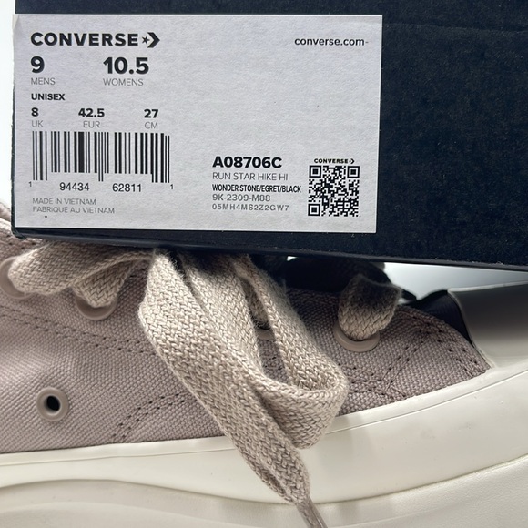 Converse WMNS RUN STAR HIKE HI WONDER STONE/EGRET/BLACK A08706C Platforms Snkrs - Picture 16 of 16